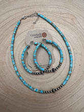 Load image into Gallery viewer, 4mm Sterling Pearls and Sterling Saucer Accent Bead Turquoise Choker - 14 inch