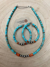 Load image into Gallery viewer, 4mm Sterling Pearls, Variscite Turquoise and Spiny Oyster - The Vibrant Choker