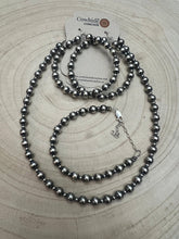 Load image into Gallery viewer, 6mm and 3mm Sterling Silver Pearl Hoop Earrings - 2 inch drop