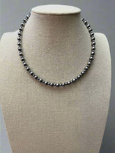 Load image into Gallery viewer, 6mm and 3mm Sterling Silver Pearls choker necklace - 14 inch choker