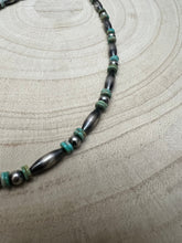 Load image into Gallery viewer, Sterling Melon & Turquoise Bead Choker - 14-inch