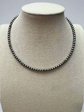 Load image into Gallery viewer, 4mm Sterling Pearl and turquoise choker - 14 inch