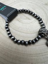 Load image into Gallery viewer, Western Faux Pearl and Concho with Faux Turquoise Stretch Bracelet - 6 inch