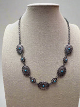 Load image into Gallery viewer, Linked Concho and Faux Turquoise Necklace - 18 inch + 3