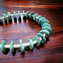 Load image into Gallery viewer, Long Blue Disk Turquoise Necklace - 26 inch