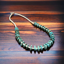 Load image into Gallery viewer, Long Blue Disk Turquoise Necklace - 26 inch