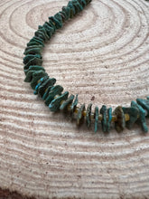 Load image into Gallery viewer, Long green chip turquoise with Orange Spiny Oyster necklace - 28 inch