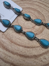 Load image into Gallery viewer, Western 5 Teardrop Shape Faux Turquoise Dangle Earrings - 3 1/2 inch drop