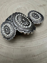 Load image into Gallery viewer, Western Concho and White Stone Faux Wide Statement Stretch Bracelet