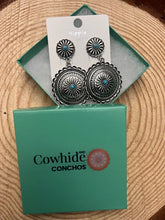 Load image into Gallery viewer, Western Concho Dangle Earrings with Faux Turquoise