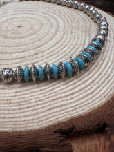 Load image into Gallery viewer, Western Faux Stamped Sterling Pearls, Saucers and Turquoise - 24 inch + 3