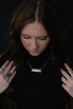 Load image into Gallery viewer, Western Faux Tooled Bar Necklace with Faux Turquoise - 18 inch + 3