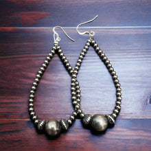 Load image into Gallery viewer, 3 mm and 10 mm Teardrop Sterling Silver Pearls earrings - 2 1/2 inch drop

