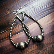 Load image into Gallery viewer, 3 mm and 10 mm Teardrop Sterling Silver Pearls earrings - 2 1/2 inch drop
