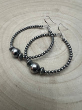 Load image into Gallery viewer, 3 mm Sterling Silver Pearl Hoops with 10 mm - 2 inch drop
