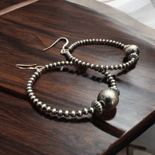 Load image into Gallery viewer, 3 mm Sterling Silver Pearl Hoops with 10 mm - 2 inch drop
