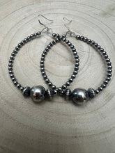 Load image into Gallery viewer, 3 mm Sterling Silver Pearl Hoops with 10 mm - 2 inch drop
