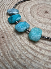 Load image into Gallery viewer, 3mm Sterling Pearls and Peruvian Amazonite - 14 inch choker
