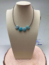 Load image into Gallery viewer, 3mm Sterling Pearls and Peruvian Amazonite - 14 inch choker
