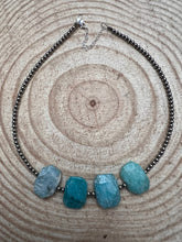 Load image into Gallery viewer, 3mm Sterling Pearls and Peruvian Amazonite - 14 inch choker
