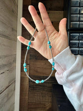 Load image into Gallery viewer, 3mm sterling silver pearls choker with  Blue Turquoise - 14 inch
