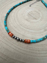 Load image into Gallery viewer, 4mm Sterling Pearls, Variscite Turquoise and Spiny Oyster - The Vibrant Choker
