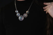 Load image into Gallery viewer, 5 Conchos with Faux Turquoise Necklace - 18 inch + 3 inch extender
