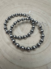Load image into Gallery viewer, 6mm and 3mm Sterling Silver Pearl Hoop Earrings - 2 inch drop
