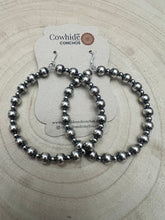Load image into Gallery viewer, 6mm and 3mm Sterling Silver Pearl Hoop Earrings - 2 inch drop
