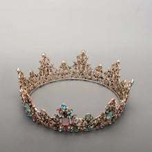 Load image into Gallery viewer, Vintage Tiara Colorful Rhinestone Decor Crown Alloy Headdress For Wedding Bridal Hair Accessories For Party Prom Birthday Women - Temu
