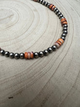 Load image into Gallery viewer, 5mm Sterling Pearl and Spiny Oyster necklace - 18 Inch
