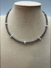 Load image into Gallery viewer, 4mm White Buffalo and Sterling Pearl Choker - 14 inch
