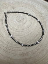 Load image into Gallery viewer, 4mm White Buffalo and Sterling Pearl Choker - 14 inch
