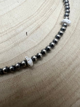 Load image into Gallery viewer, 4mm White Buffalo and Sterling Pearl Choker - 14 inch
