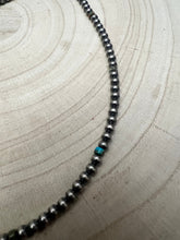 Load image into Gallery viewer, 4mm Sterling Pearl and turquoise choker - 14 inch
