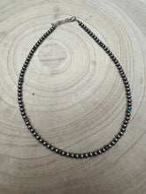 Load image into Gallery viewer, 4mm Sterling Pearl and turquoise choker - 14 inch

