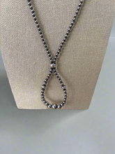 Load image into Gallery viewer, Graduated Sterling Silver Pearls Hoop necklace - 23 inch
