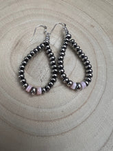 Load image into Gallery viewer, Smaller Sterling SAUCER Silver Pearls earrings teardrop and pink conch
