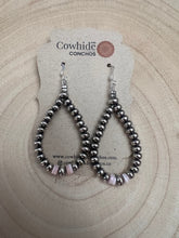 Load image into Gallery viewer, Smaller Sterling SAUCER Silver Pearls earrings teardrop and pink conch
