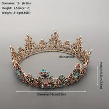 Load image into Gallery viewer, Vintage Tiara Colorful Rhinestone Decor Crown Alloy Headdress For Wedding Bridal Hair Accessories For Party Prom Birthday Women - Temu
