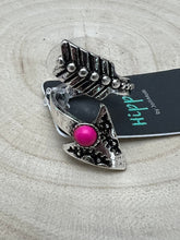Load image into Gallery viewer, Arrow Head Cuff Ring with Faux Pink Stone

