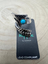 Load image into Gallery viewer, Arrow Head Cuff Ring with Faux Turquoise Stone
