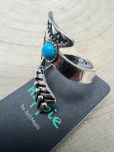 Load image into Gallery viewer, Arrow Head Cuff Ring with Faux Turquoise Stone
