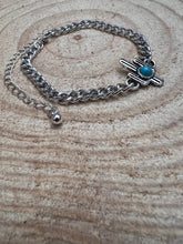 Load image into Gallery viewer, Cactus and Faux Turquoise Cuban Chain Bracelet
