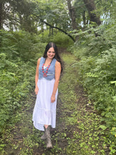 Load image into Gallery viewer, Faux Coral Long Squash Blossom Statement Necklace - 32 inch necklace
