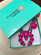 Load image into Gallery viewer, Faux Pink Squash Blossom Necklace on Double Strand Pearls -  18 inch necklace
