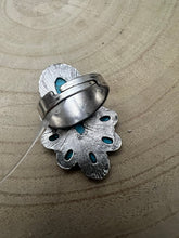 Load image into Gallery viewer, Faux Turquoise Cluster Statement Size Cuff Ring - Adjustable Sizing

