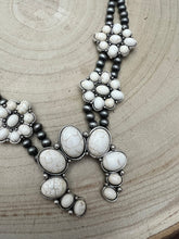 Load image into Gallery viewer, Faux White Buffalo Double Strand Squash Blossom Necklace -  18 inch
