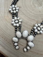 Load image into Gallery viewer, Faux White Buffalo Double Strand Squash Blossom Necklace -  18 inch
