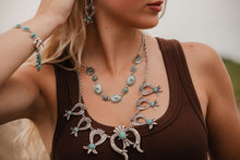 Load image into Gallery viewer, Linked Concho and Faux Turquoise Necklace - 18 inch + 3
